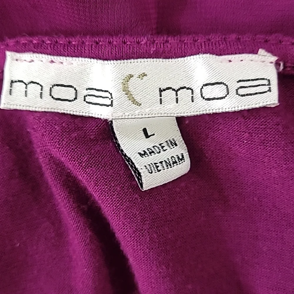 Moa Moa Purple Beaded Top Crochet Trim Flutter Sleeves Sz Large - Picture 9 of 11